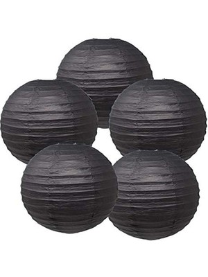 Pandoli Çin Feneri Asma Süs Siyah Renk 5 Adet 35 cm Hallow