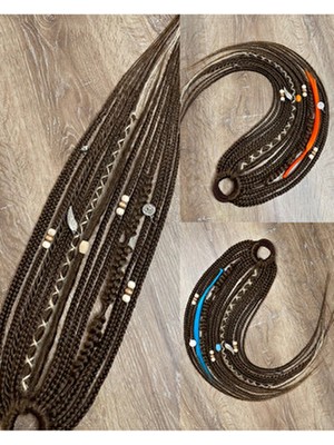 Selin Bengi Rasta Mix Afrika Örgülü Toka 15 li Koyu Kumral Kadınlar İçin Dayanıklı Lastik