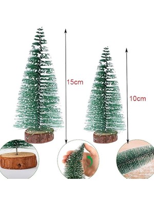 Pandoli 2 Adet Dekoratif 10 ve 15 cm Üzeri Karlı Iğne Yapraklı Yılbaşı Çam Ağacı