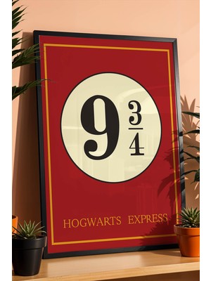 E2 Nova Harry Potter Platform 9 3/4 Çerçeveli Tablo - Lüks Hogwarts Express Modern Duvar Dekoru Kırmızı