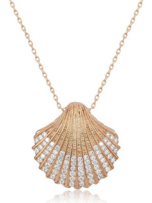 Gümüş Istiridye Rose Bayan Kolye