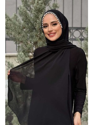 Bym Fashion İncili Şal 2028 Siyah