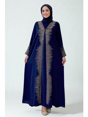 Bym Fashion Pul İşlemeli Yelekli Elbise Takım 8498 Lacivert