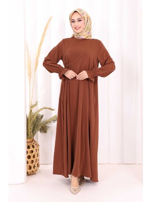 Bym Fashion Bağlama Detaylı Elbise 6015 Kahverengi