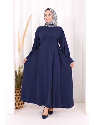 Bym Fashion Bağlama Detaylı Elbise 6015 Lacivert