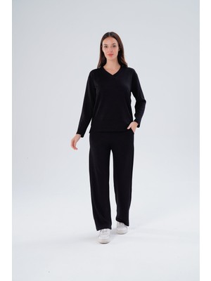 Paw Garage Kadın Meşhur Yüksek Kalite Büyük Beden Modal Kumaş V Yaka Alt-Üst Takım - 1003