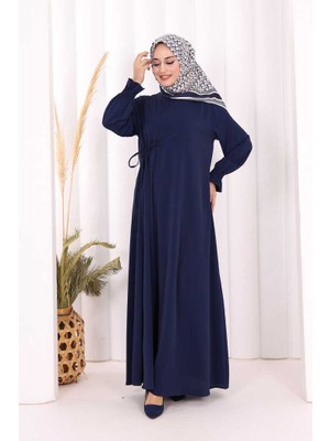 Bym Fashion Tek Tarafı Yandan Büzmeli Elbise 6017 Lacivert