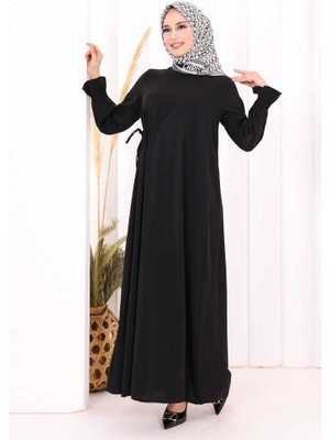 Bym Fashion Tek Tarafı Yandan Büzmeli Elbise 6017 Siyah