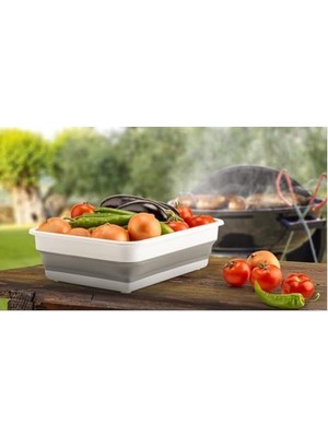 Storemax Katlanabilir Dikdörtgen Bulaşık Sepeti, 4 Litre Çok Amaçlı Katlanabilir Dikdörtgen Sepet, Katlanır Bulaşık ve Çamaşır Sepeti 20CM*27CM*8CM