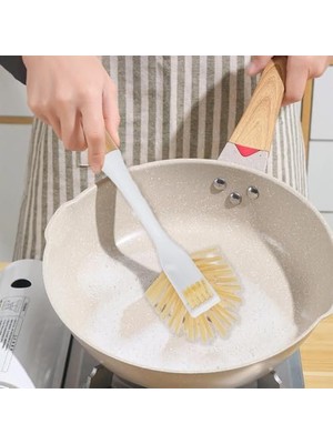 Storemax Çift Taraflı Bambu Saplı Temizlik Fırçası (Beyaz)