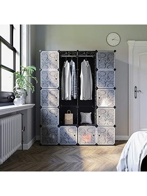 Storemax 2 Elbise Askılı, Modüler Kombinasyon Dolabı, Yerden Tasarruf Sağlayan Vidasız Raf Sistemi, 143 x 36 x 178 Cm, Siyah LPC30H