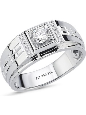 Zümrüt Sarraf 0,36 Ct Pırlantalı Platin Erkek Yüzük