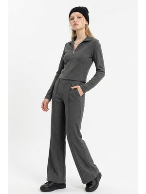 Rays İspanyol Paça Pantolon Hırka Takım Antrasit 3098A