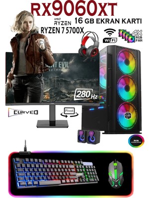 Apphirex Rise X94 Ryzen 7 5700X 32GB 1tb M2 SSD RX9060XT 16GB 27' 280Hz Masaüstü Oyuncu Bilgisayarı Hazır Sistem