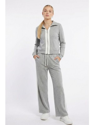 Rays Şeritli Hırka Pantolon Takım Gri 3085A