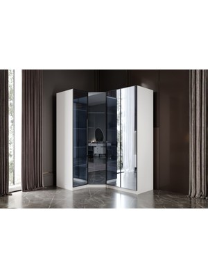 Doressa Tins 4 Kapılı Camlı Köşe Gardırop