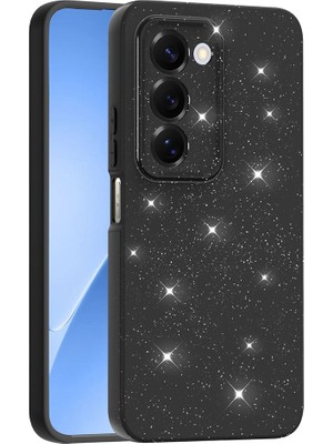 Bilişim Aksesuar Redmi 15 Kılıf Kamera Korumalı Simli Lüks Zore Koton Kapak - Siyah