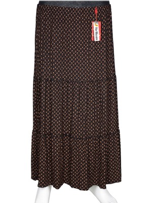 Hermevsim Hesna Kadın Nursel Lastikli 3 Kat Astarsız Siyah Penye Etek D44