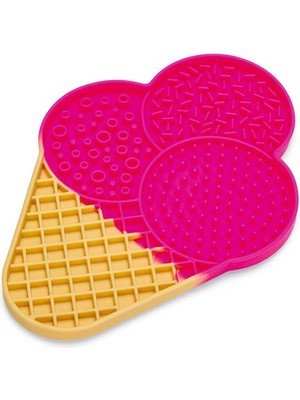 Yavru Köpek Yaş Mama Yeme Oyuncağı, Dondurma Şeklinde, Silikon, Pembe, 21X15CM