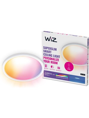 Wiz Superslim 22W Beyaz Sıva Üstü Rgb Akıllı LED Yuvarlak Panel Tavan Armatürü 42 cm Çapında 2600 Lu