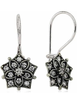 Gümüş Sallantılı Çiçek Küpe