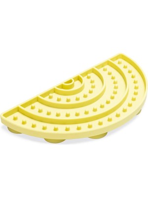 Yavru Köpek Mama Yeme Oyuncağı, Yarım Daire, Silikon, Sarı, 20X10CM