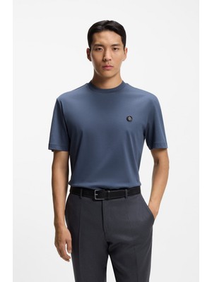 Boss Erkek %100 Pamuklu Yuvarlak Yakalı Kısa Kollu Mavi T-Shirt 50555844-468