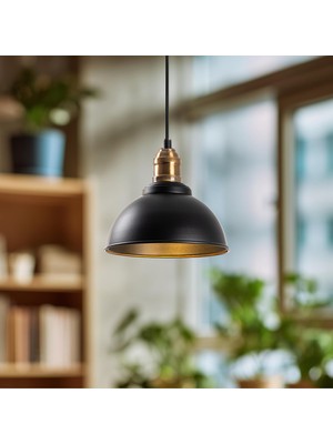 Aurora Siyah Tekli Sarkıt Aydınlatma Metal Sıvama, Ev, Ofis, Cafe, Restoran Avizeleri, E27 Duy (Siya