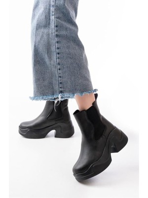 Sibel Gürel FZ-2400 Siyah Yüksek Tabanlı Lastikli Günlük Kadın Bot