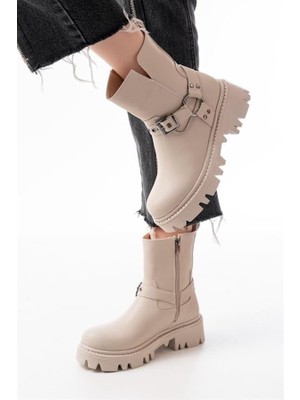 Sibel Gürel 868-2015 Bej Fermuarlı Günlük Kadın Bot