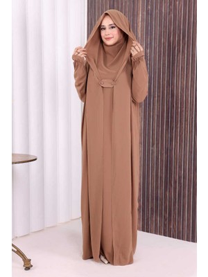 Kendinden Peçeli Sufleli Cilbab 6032 Vizon