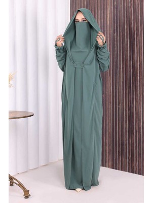 Kendinden Peçeli Sufleli Cilbab 6032 Mint