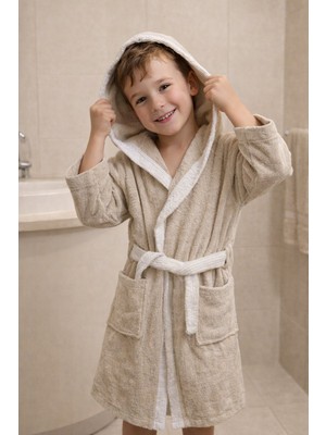 Lunga Vita Garson Beden Çocuk Bornozu 10-14 Yaş Biyeli Bornoz