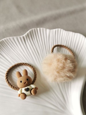 Halley Concept Kahverengi Tavşancık & Ponpon Lastikli Toka Çocuk