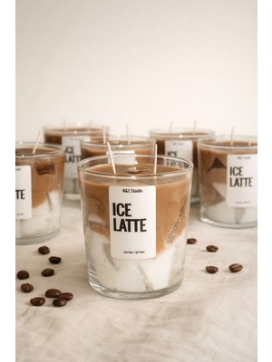 N-E Studio Atiye Studio Iced Latte Görünümlü Özel Tasarım Kahve Kokulu Mum - Kişiye Özel El Yapımı Soya Wax