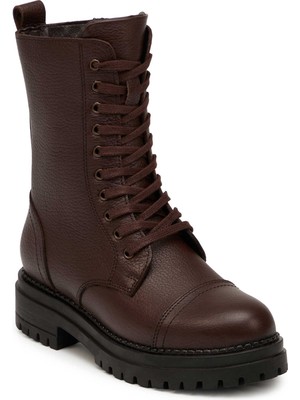 Tergan Kahverengi Hakiki Deri Kadın Bot - K25K1BT68533-A42