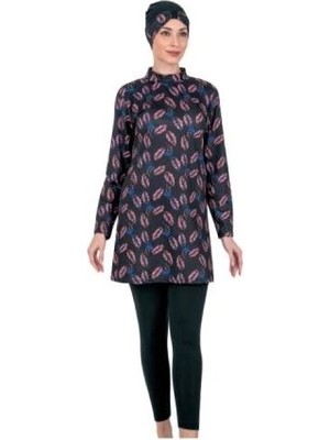 Kocabey  3310 Bayan Yaprak  Desenli Tesettür Mayo