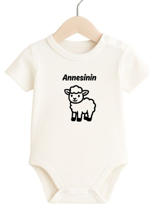 Babytex %100 Pamuk Bebek Body&zıbın Baskılı Bebek Zıbın Omuzdan Çıtçıtlı - Annesinin Kuzusu