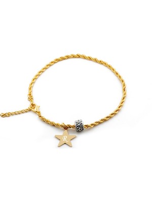 Hediye Shop Kişiye Özel Harf Yazılabilir Altın Kaplama Burgulu Halhal