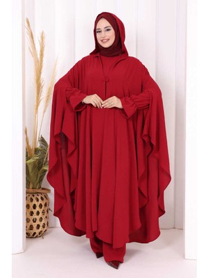 Tunik, Pantolon ve Abaya Üçlü Takım 8663 Bordo