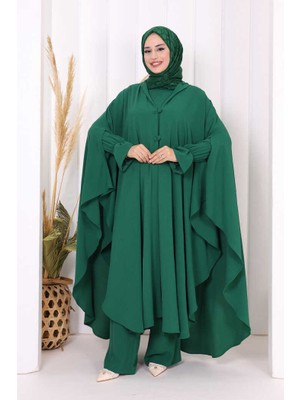 Tunik, Pantolon ve Abaya Üçlü Takım 8663 Zümrüt