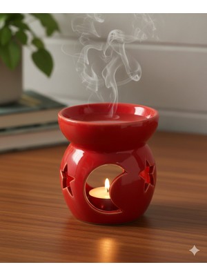 Atölye Fibula Modern Ay Yıldız Kesimli Seramik Mumluk ve Buhurdanlık - Minimalist Dekoratif Obje