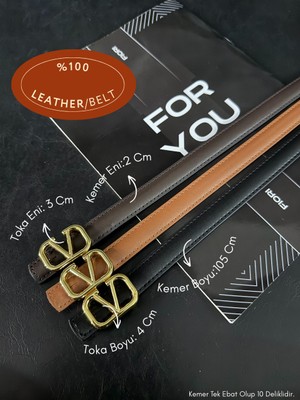 Fiori 3'lü Hakiki Bombeli Deri V Toka Detaylı Kadın Kemeri, Pantolon Kemeri, Ceket Kemeri, Elbise Kemeri