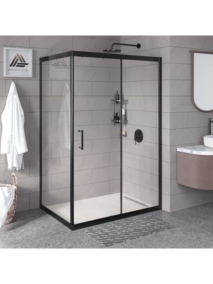 Kupon Duş ve Banyo Sistemleri Vesta D201 Dikdörtgen Duşakabin Siyah Profil Şeffaf Cam H: 190 cm