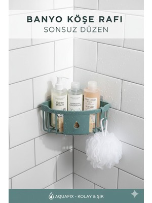 Primeaks Yapışkanlı Banyo Köşe Rafı | Plastik Üçgen Raf | Delme Yok | Pratik & Dayanıklı