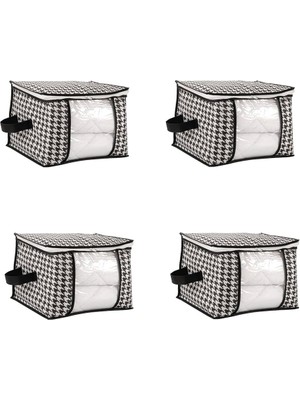 Orta Boy Lüks Pencereli Kazak-Pike-Battaniye Hurcu Dolap Düzenleyici Hurç 40 x 30 x 30 cm - 4 Adet (