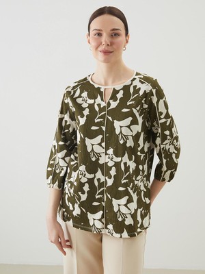 Lc Waikiki Yeni Sezon Bisiklet Yaka Desenli Kadın Bluz