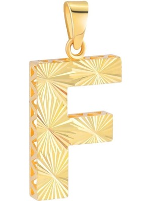 Hakan Mücevherat 3 Boyutlu Kalemli Büyük F Harfi Kolye Ucu 14 Ayar Altın