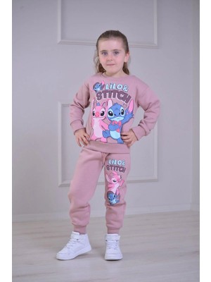 bebexy Gül Kurusu Stitch Baskılı Eşofman  Alt Üst Takım