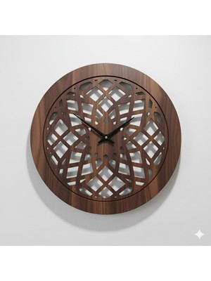 As Tasarım Lazer Nexus Modern Duvar Saati Dekorasyon 45 cm Ceviz